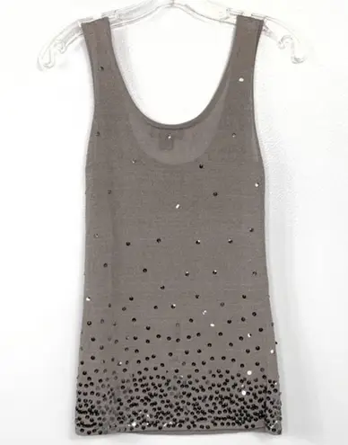 BCBGMAXAZRIA  Grey Sequined Tank Top Size M