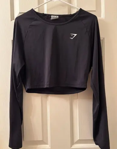 Gymshark Training Long Sleeve Crop Top Size Large Black