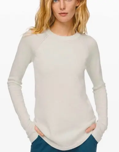 Lululemon  Womens Sit in Lotus Sweater in Heathered Light Ivory Size 10 thumbnail 1