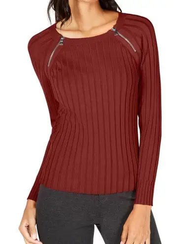 INC New International Concepts Ribbed brick Color Blouse