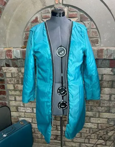 trench coat zip out insulated liner teal aqua blue Size 10