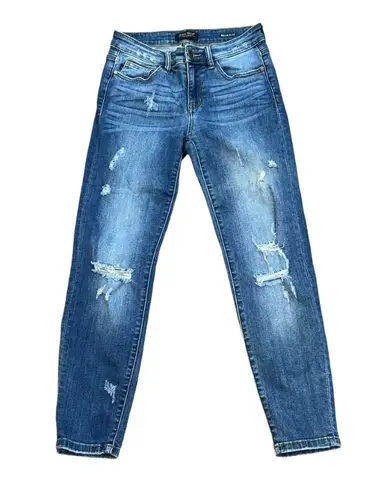 Judy Blue Relaxed Fit Mid Rise Distressed Denim Jeans JB8271DK Size 7/28