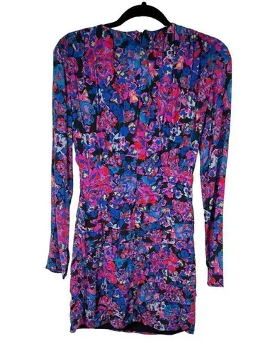 ZARA  Floral Print Cut Out Twist Front Long Sleeve Dress