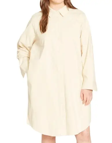 Universal Standard NWT Chill Stretch Cotton Twill Bone White Shirtdress Size 18