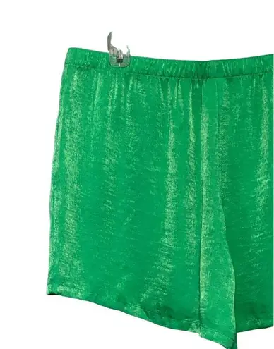 Abound  Shorts Women's L Green Elastic Waist High Rise Pull On Polyester New