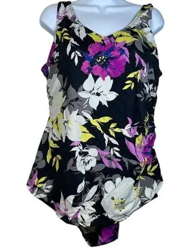 Plus Size Swimsuits For All Beach Belle Black Tropical Floral Swimsuit Dress 22