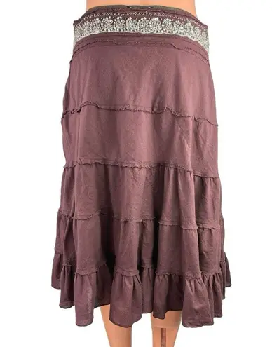 Vintage Dimri Purple Ruffle Tiered Rhinestone Peasant Boho Midi A
