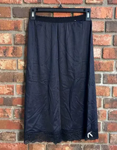 Olga womens vintage elastic waist satin midi slip black Small - Image 2