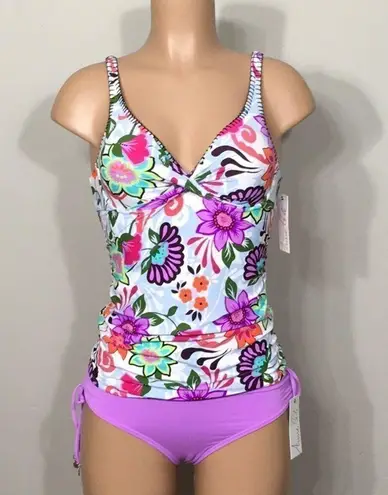 Anne cole floral lilac tankini set. 32/34-S. NWT