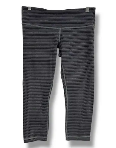 Lululemon  Wunder Under Crop ll Size 8 Textured Stripe Slate Deep Coal Leggings - Image 1
