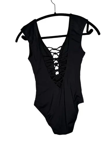 Bleu Rod Beattie Hole in One Cap Sleeve Lattice Mio In Black Size 4 NWT