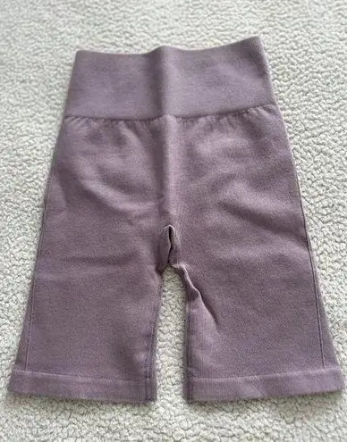 Everlane  Seamless High Rise Ribbed Knit Bike Shorts Lilac Purple Size XS/S