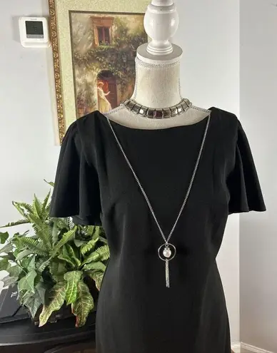 Stella & Julie Women Dress Black Size 6 Cap Sleeve Zipper Closure Embellished