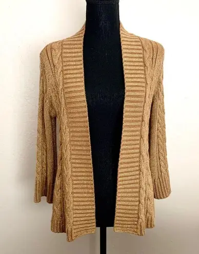 Charter Club Metallic Gold Cable Knit Cardigan SP