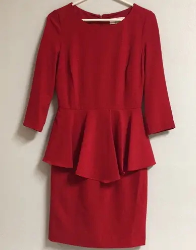 Belle Badgley Mischka  Red Dress Size 2 Christmas Formal MIDI thumbnail 1