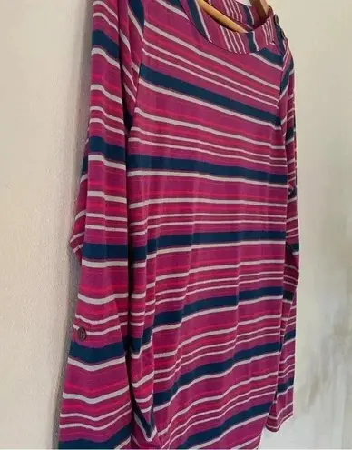 Liz Lange striped button sleeve Maternity shirt, size M.