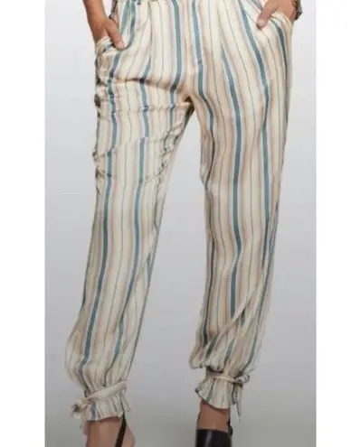Chaser NWT  Silky Basics Tapered Leg Pants Size S Multi Color Striped Tied Ankle - Image 1