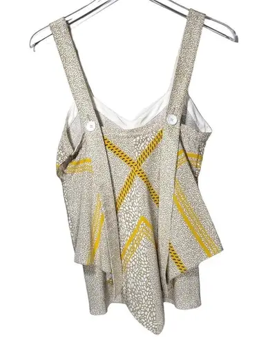 10 Crosby Derek Lam Silk Animal Print Tier Handkerchief Tank Top in Taupe/Gold Size 2