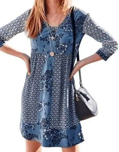 Boden USA BODEN | Mollie Patchwork Boho Shift Mini Dress | 12