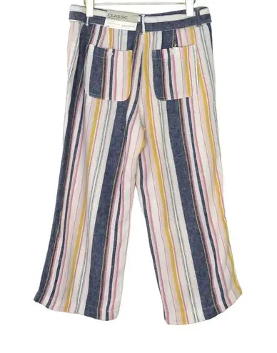 90s Vintage Liz Claiborne Pastel Rainbow Striped Pants Straight Leg Small Pink