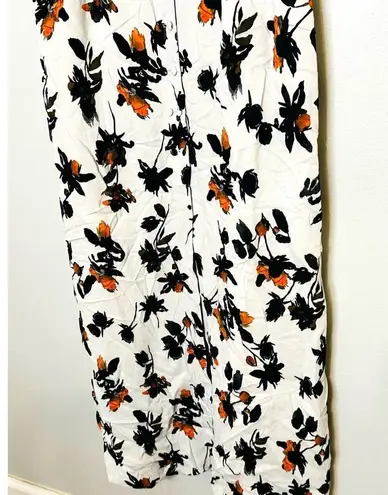 Derek Lam Floral Camisole Button Front V-Neck Slit Front Stretch Crepe Dress 10