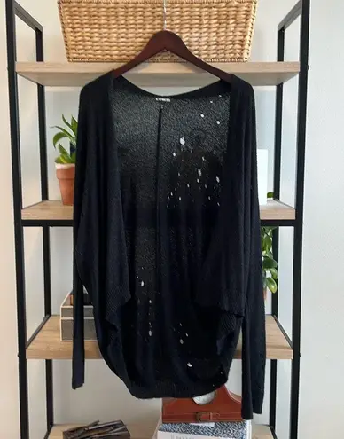 EXPRESS  Distressed Holed Dolman Sleeve Black Cardigan Wrap Sweater, S - Image 1