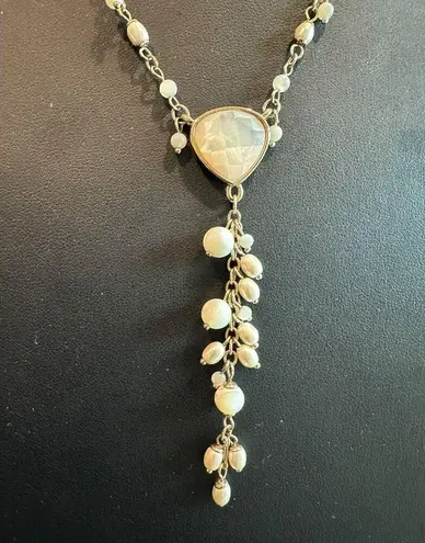 Monet  Mother of Pearl Style Y Beaded Necklace