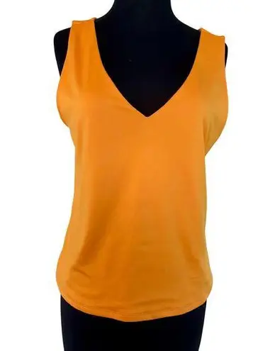 Versona Orange V Neck Sleeveless Top Lined Stretch NWT Sz L
