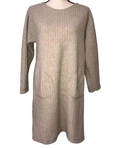 The Territory Ahead Dress Size MP Ribbed Knit Lambswool Long Sleeve Made Italy