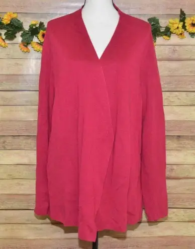 Eileen Fisher Textured Open Front Long Cardigan Sweater Size 2X Tencel Silk