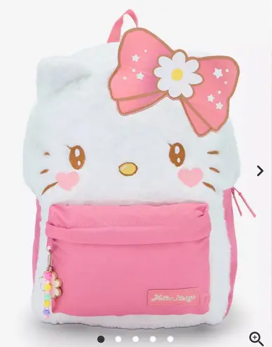 Sanrio Hello Kitty Kawaii Fuzzy full size backpack bag adjustable straps