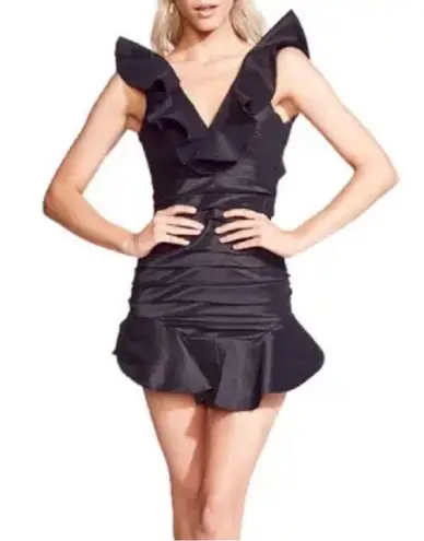 Bardot Jamie Frill Mini Dress in Black Size 6