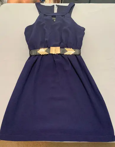 Jodi Kristopher Navy Blue High Neck Dress 