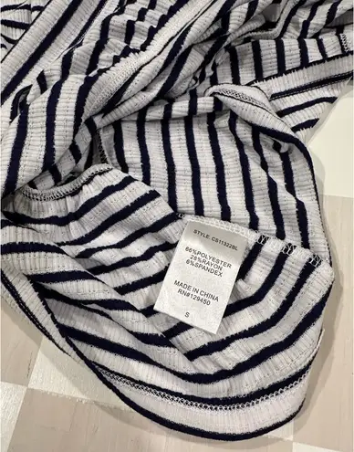 Como vintage Navy Blue White Striped Peplum Coastal Grandma Tank Top