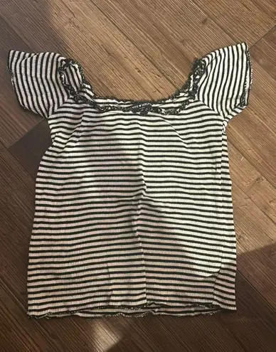 Brandy Melville Black And White Striped Tee