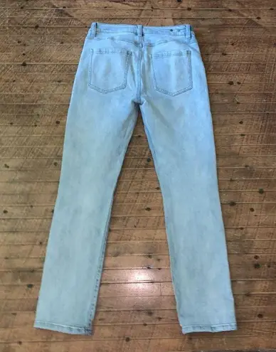 CAbi  denim acid wash higher straight 4 mom jeans