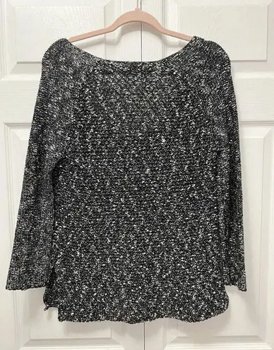 Helmut Lang Helmut Caged Boucle Linen Sweater Black Marled Raglan Sleeve Sweater Size PS