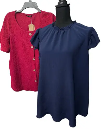 NWT BloomChic Women’s Size 12 Lot Of 2 Tops Red &‎ Blue