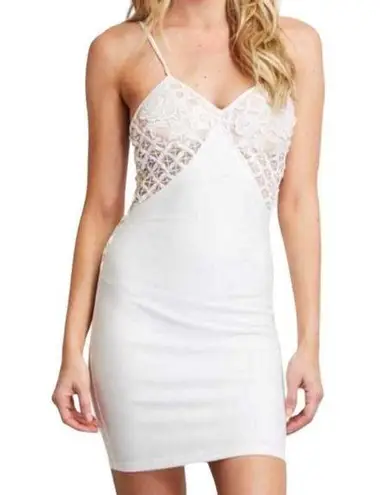 Angel Biba  Sleeveless Crochet Lace Bodycon Mini Dress White Size 6 NWT