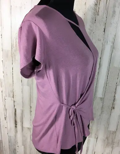 H.I.P. Wrap Top Short Sleeve Shirt Blouse Tee Purple