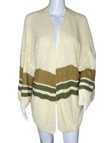 POL  Sweater Womens Large Striped Brown Green Oversized Everyday Basic Neutral