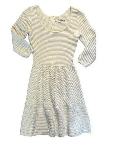 Boden USA Boden UK 6P US 2P Ribbed Knit Mini Dress Ivory Sweater Textured Scoop Neck Libby
