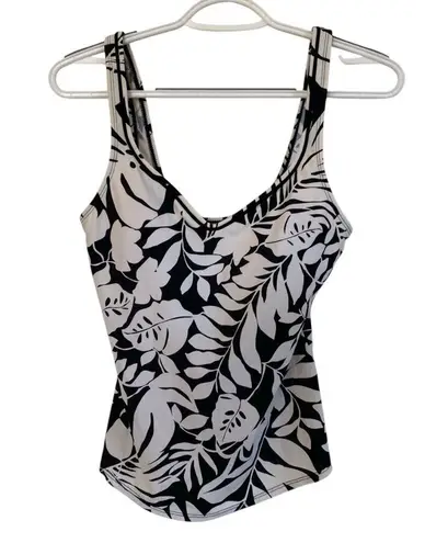 Jantzen women's size 10 black and white tropical print lightly padded tankini