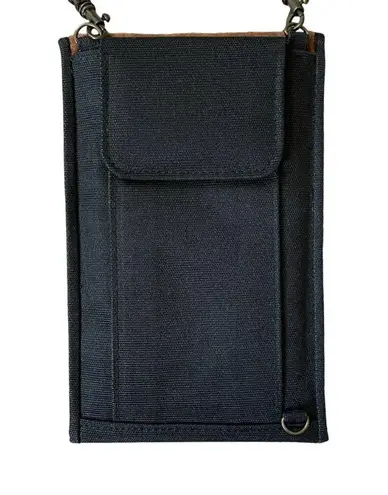 Black and camel folded crossbody bag wallet pouch card holder velcro closure