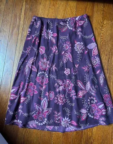 New York & Co. Purple Floral Midi Skirt