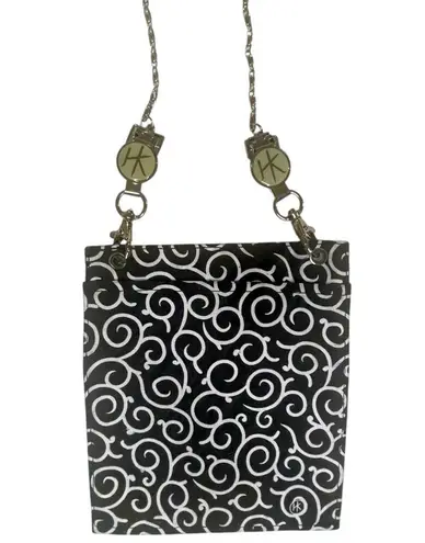 HIP KLIPS Clip On Waist Bag Hands Free Purse Black Zippers Pockets w Chain Strap