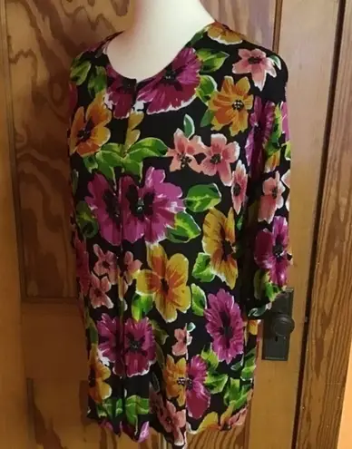 Vintage 80s bright floral oversized top Size L