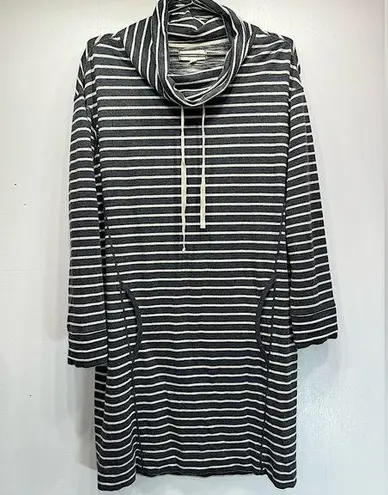 Max edition Weekend Gray & White Striped Cowl Neck Loungewear Tunic Dress Size M