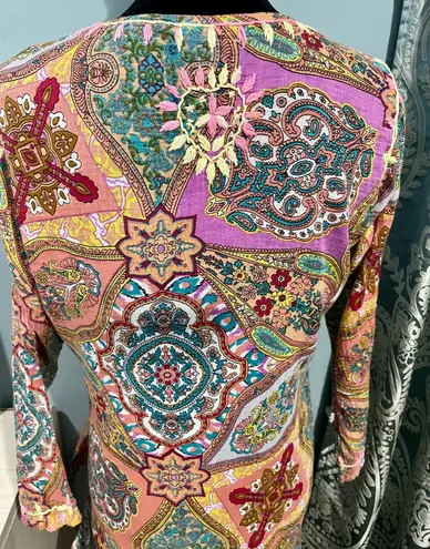 Raj 100% Cotton SzL Ladies Pink Boho Hippie Tunic Top Swim Cover Embroidered