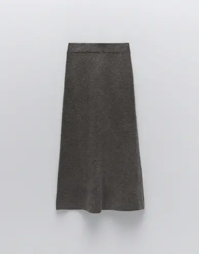 ZARA TREND ALERT 🔥 Marled Gray Knit A Line High Waist Midi Skirt